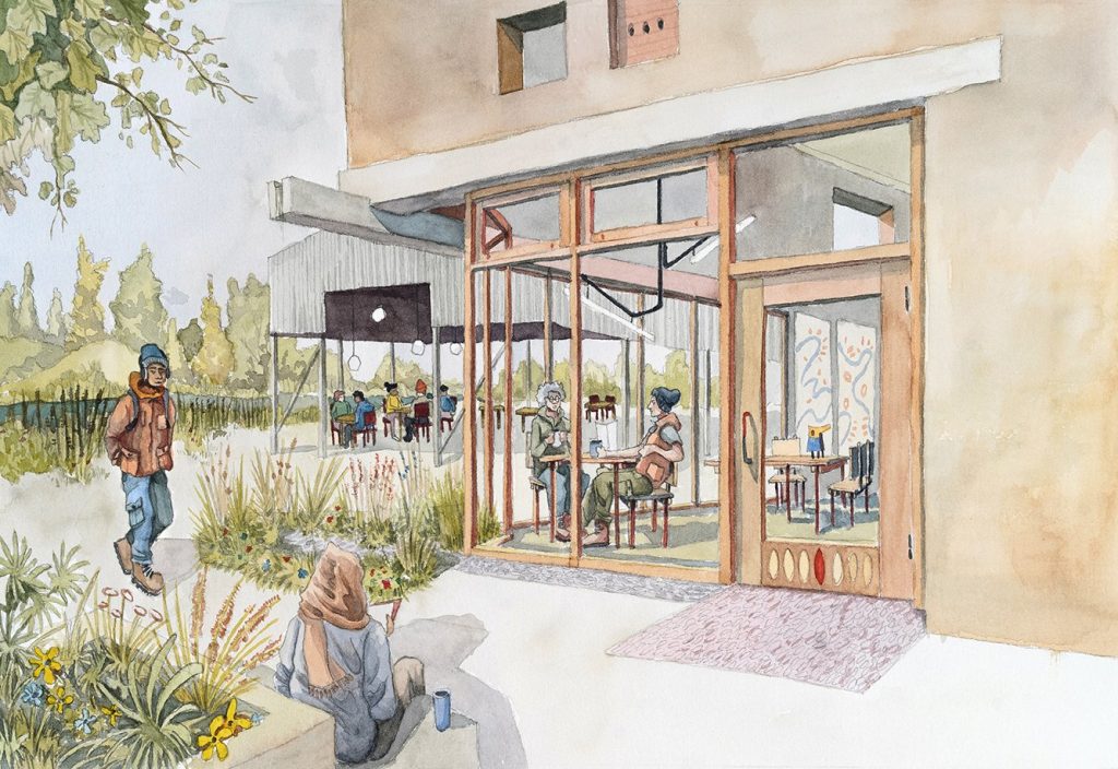 Illustration of a cafe proposed for ELWP