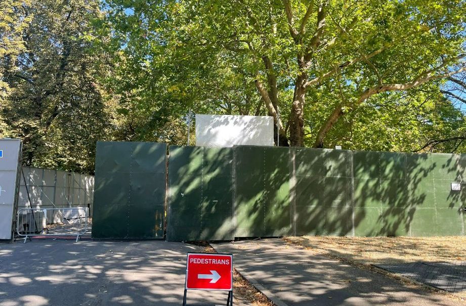 signs blocking off part of Finsbury Park