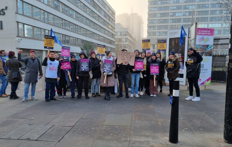 RCN nurses at picket Line outside St. Thomas Hospital