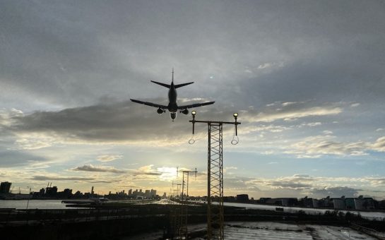 London City Airport with a backdrop of the City