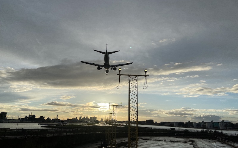 London City Airport with a backdrop of the City