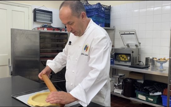 French embassy's Gilles Quillot preparing the Coronation quiche