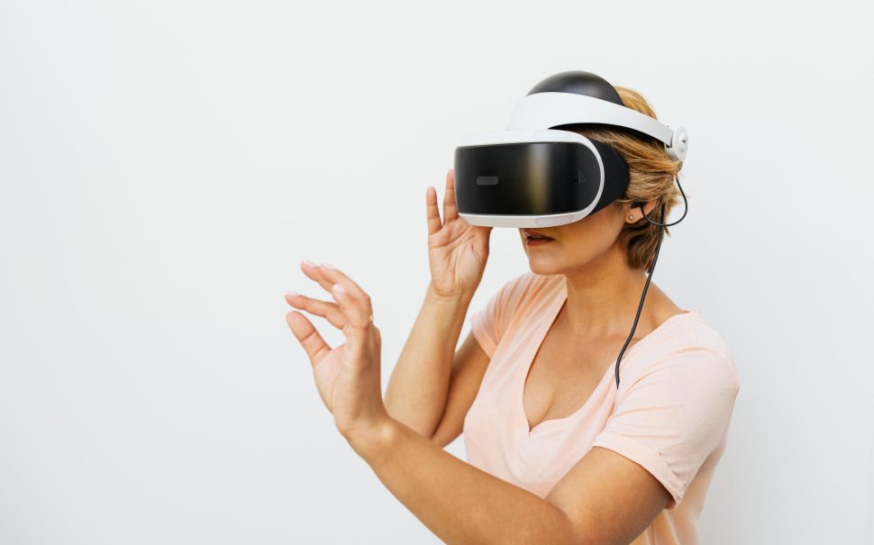 A Woman Wearing VR Goggles