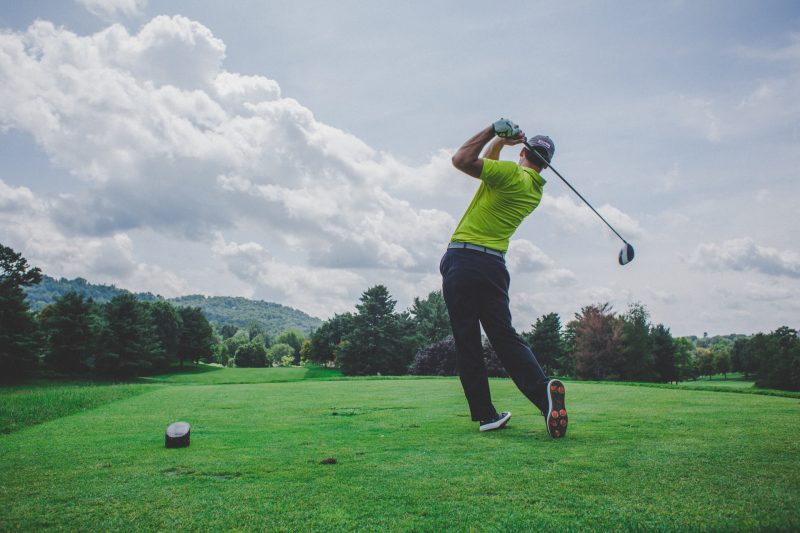 Golfer taking a swing