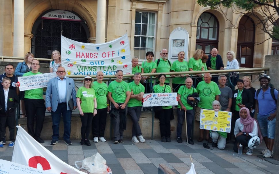 Save Our Wanstead Youth Centre campaigners outside Redbridge Town Hall.