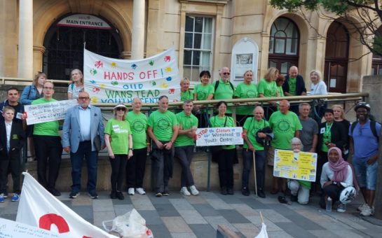 Save Our Wanstead Youth Centre campaigners outside Redbridge Town Hall.