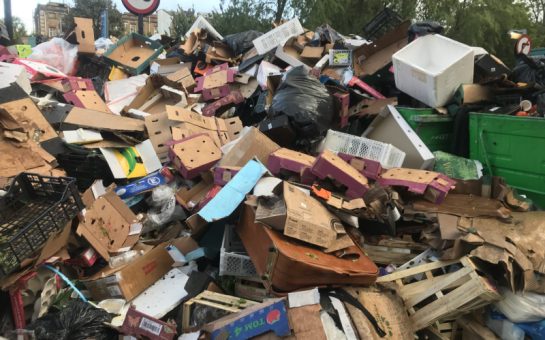 Rubbish piled up on Whitechapel Road