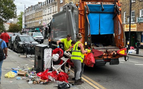 Refuse workers remove waste in Tower Hamlets