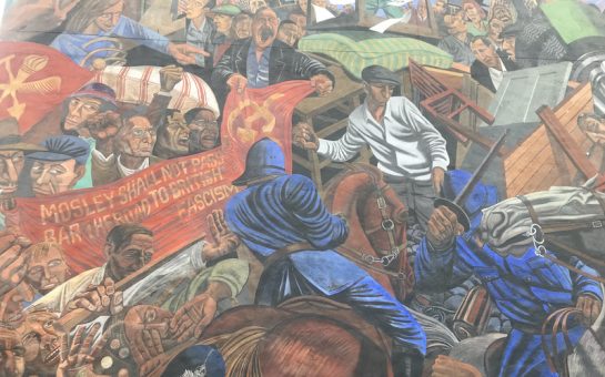 A section of a mural honouring the Battle of Cable Street