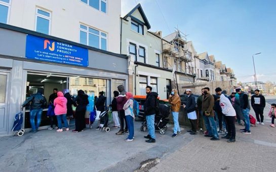 A queue outside the Newham Community Project foodbank
