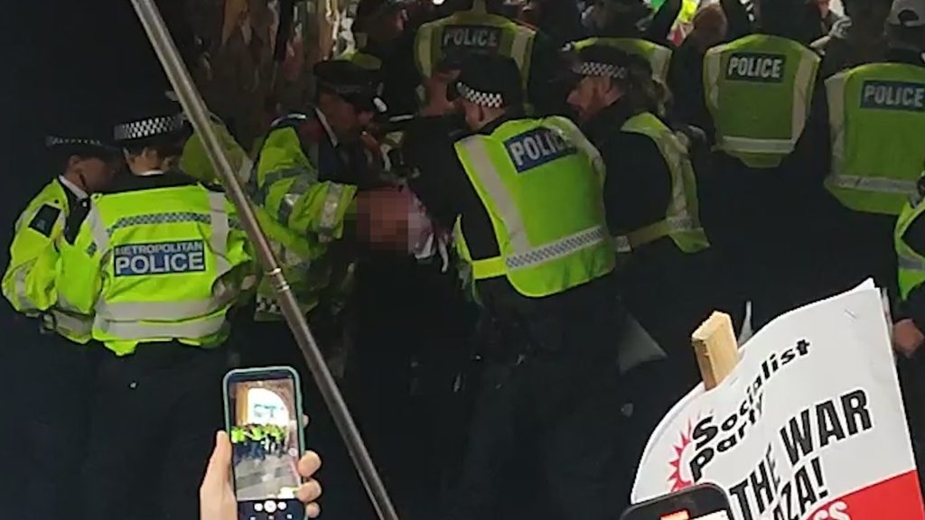 Police arrest a 17-year old girl in Lewisham protest