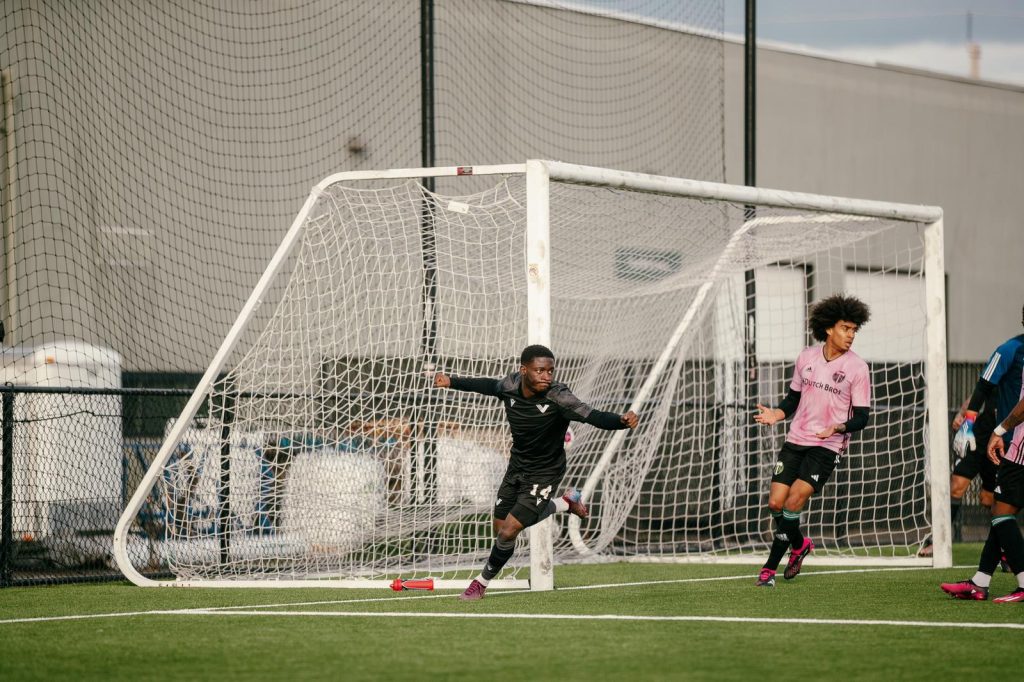 Gyimah scores for Vancouver during a pre-season fixture