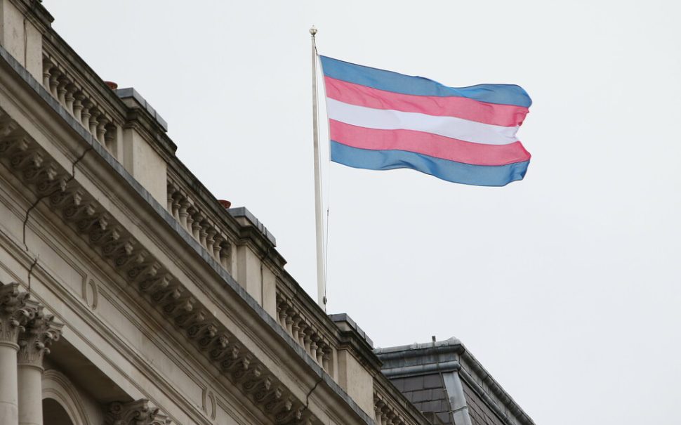 Trans flag on a building