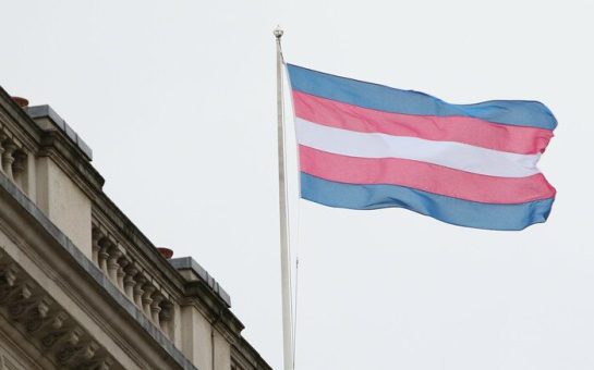 Trans flag on a building
