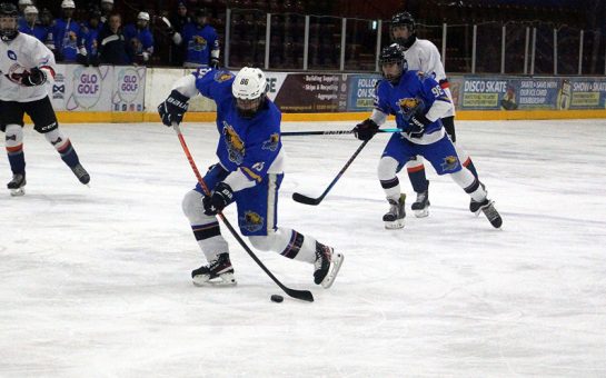 Haringey Hounds ice hockey player Ricards Misins in action on the ice
