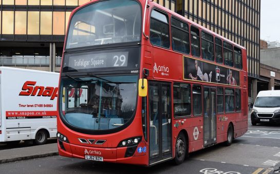 The 29 bus heading towards Trafalgar Square