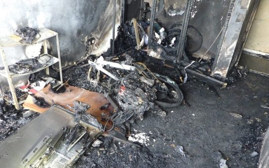 The remains following an e-bike fire