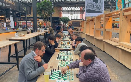 Players playing chess in Spitalfields Market