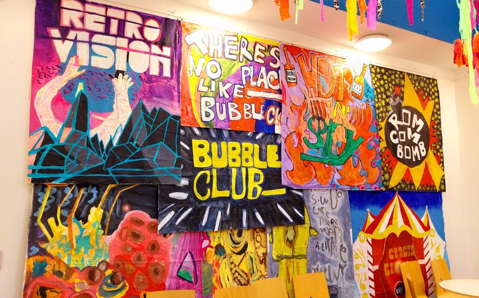 Some artwork inside Bubble Club