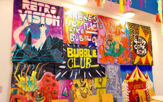 Some artwork inside Bubble Club