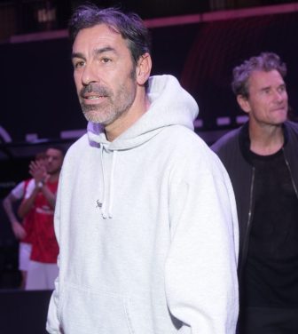 Pires walks in front of ex-teammate Lehmann
