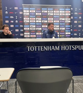 Tottenham women head coach Martin Ho speaks in his press conference ahead of game against Manchester United