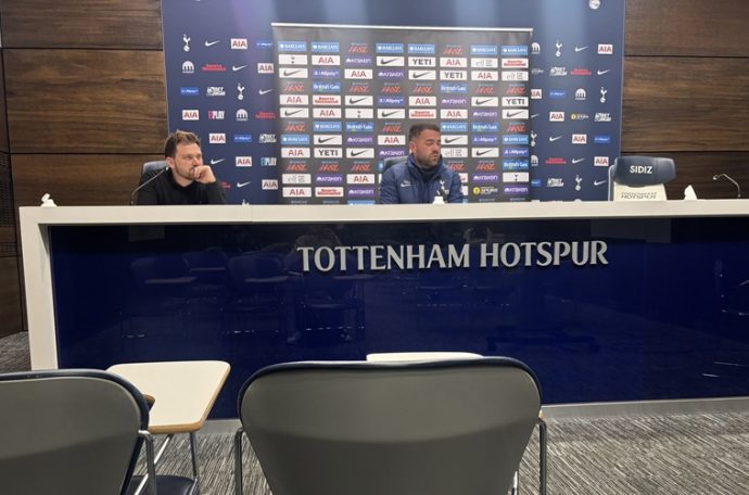 Tottenham women head coach Martin Ho speaks in his press conference ahead of game against Manchester United