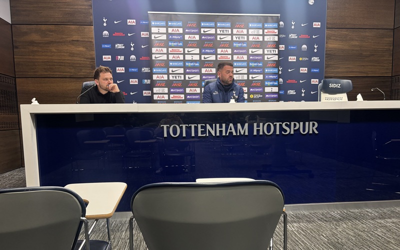 Tottenham women head coach Martin Ho speaks in his press conference ahead of game against Manchester United
