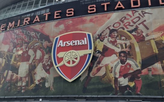Outside the Emirates Stadium, Arsenal's home ground.