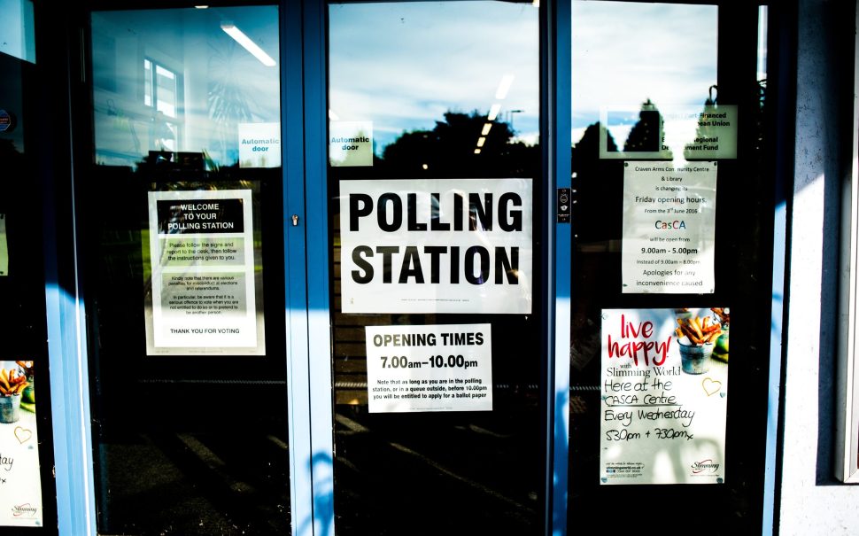 Polling station sign outside polling station