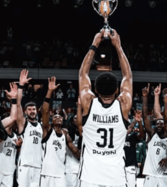 London Lions lifting trophy