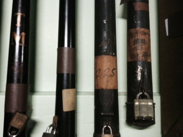 Vintage cue cases. Credit: Andrew Whitehead